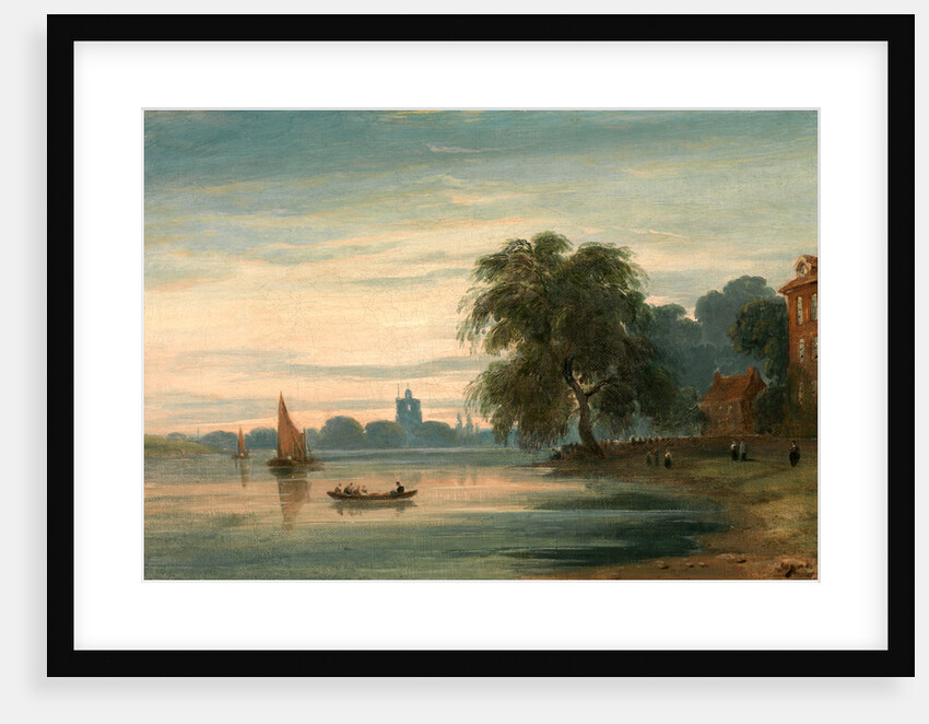 A View along the Thames towards Chelsea Old Church, London by John Varley