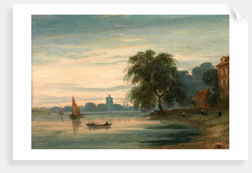 A View along the Thames towards Chelsea Old Church, London by John Varley