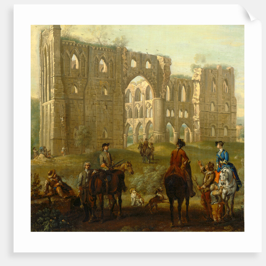 Rievaulx Abbey Riders Pausing by the Ruins of Rievaulx Abbey by John Wootton