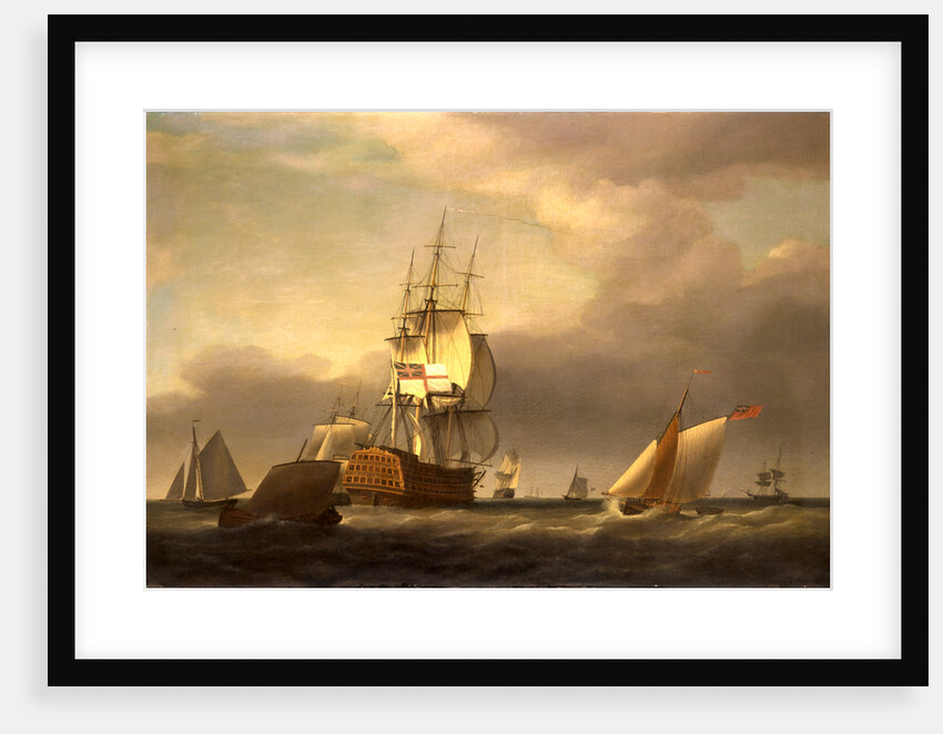 A Seascape with Men-of-War and Small Craft by Francis Holman