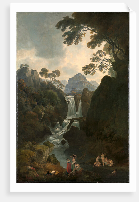A Waterfall with Bathers by Julius Caesar Ibbetson