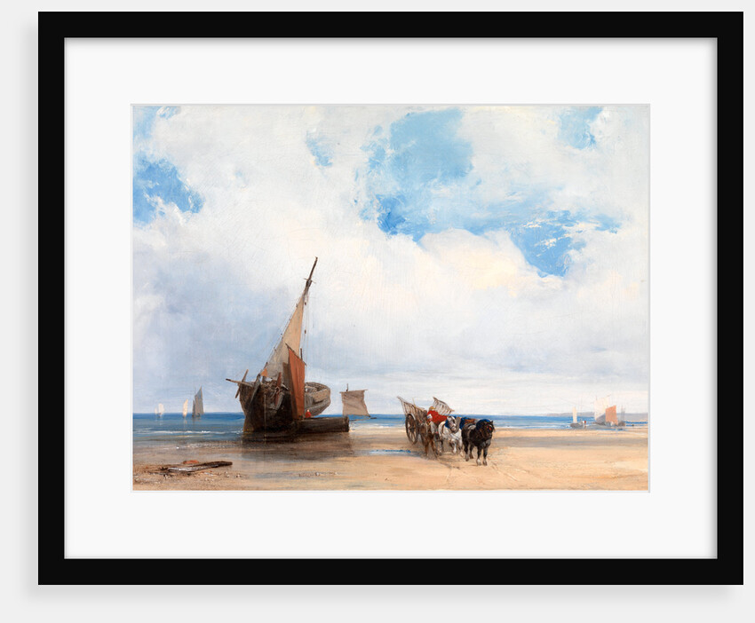 Beached Vessels and a Wagon, near Trouville, France by Richard Parkes Bonington