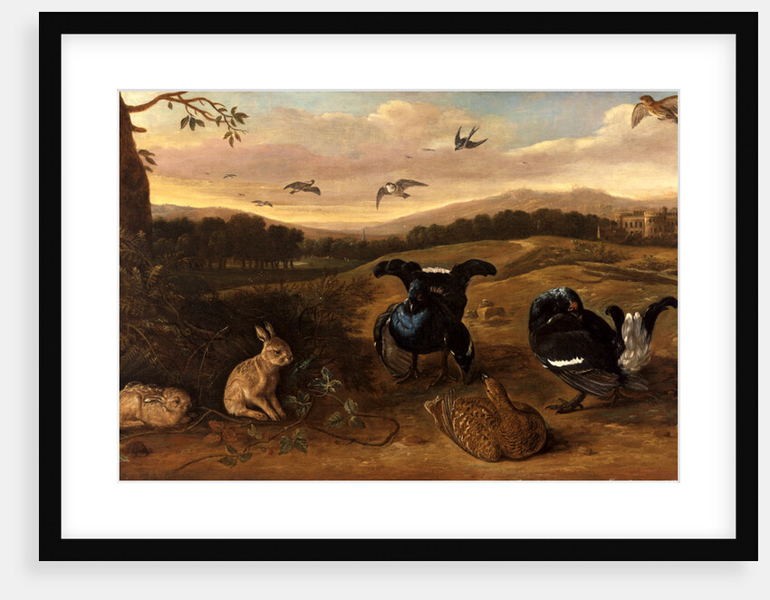 Black Game, Rabbits, and Swallows in a Park Black Game, Rabbits and Swallows in the Park of a Country House by Leonard Knyff
