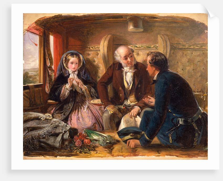 First Class - The Meeting. 'And at first meeting loved.' Railway journey, travel by train, by Abraham Solomon
