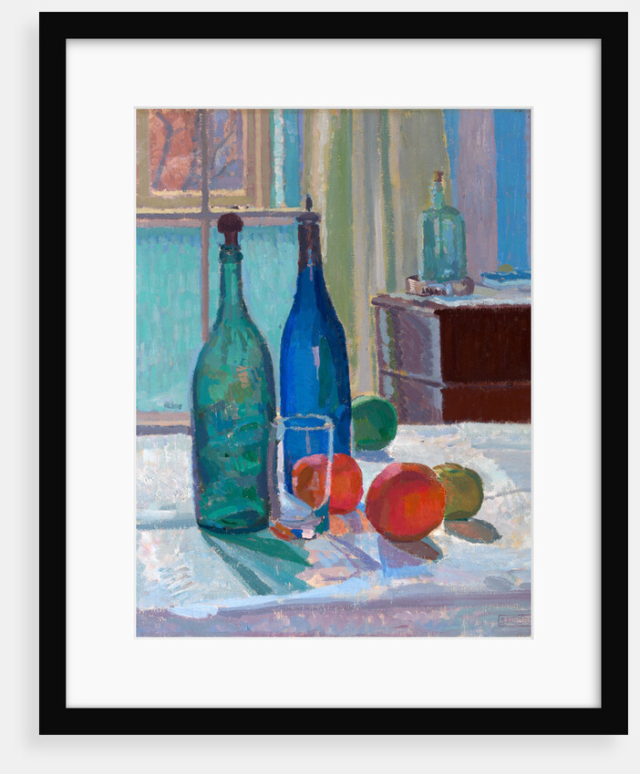 Blue and Green Bottles and Oranges by Spencer Frederick Gore