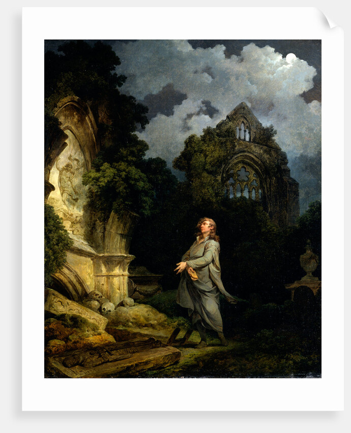 Visitor to a Moonlit Churchyard A Philosopher in a Moonlit Churchyard by Philippe-Jacques de Loutherbourg
