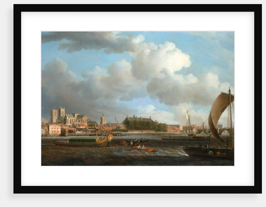 London, Westminster from Lambeth, with the Ceremonial Barge of the Ironmongers' Company by Samuel Scott