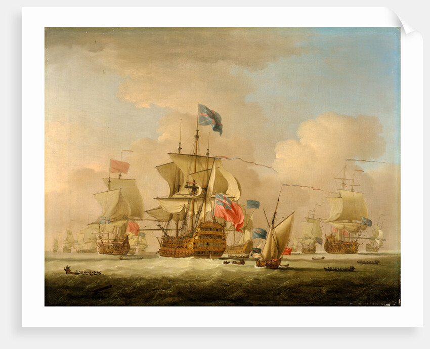British Men-of-War and a Sloop by Peter Monamy