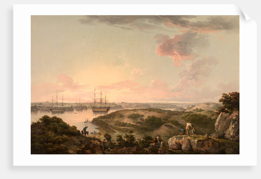 Port Mahon, Minorca with British Men-of-War at Anchor by John Thomas Serres