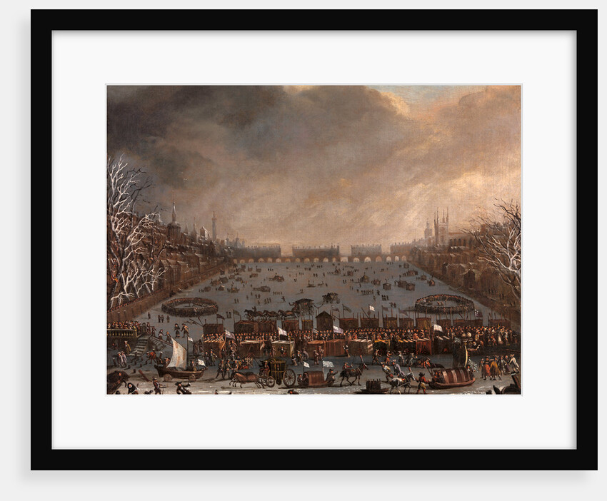 Frost Fair on the Thames, with Old London Bridge in the distance, London by Anonymous