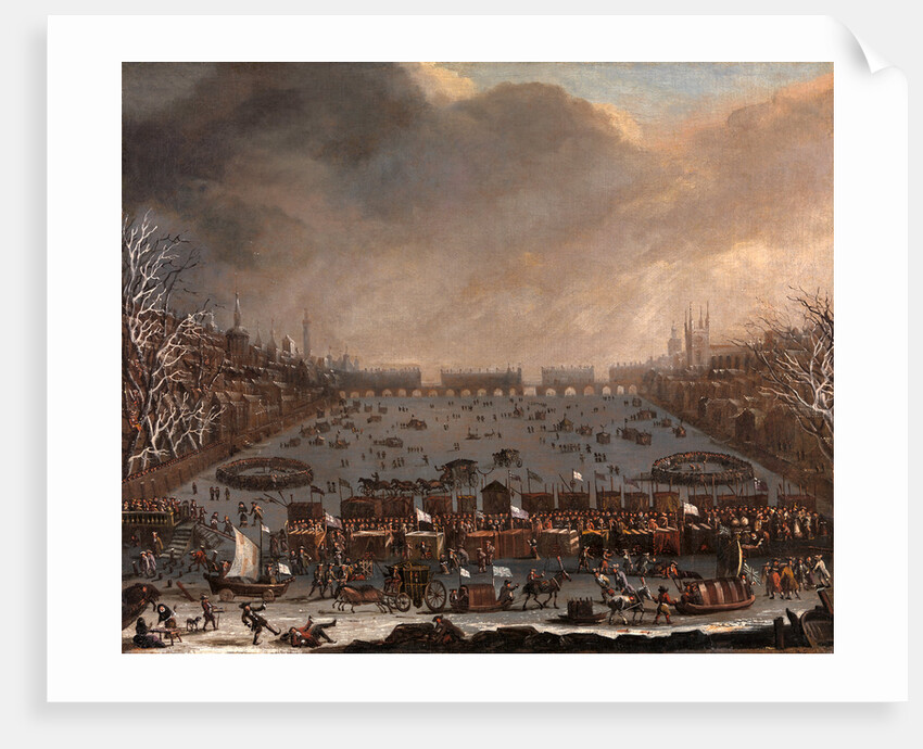 Frost Fair on the Thames, with Old London Bridge in the distance, London by Anonymous