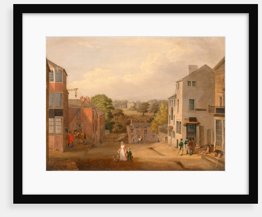 Street Scene in Chorley, Lancashire, with a view of Chorley Hall by John Bird of Liverpool