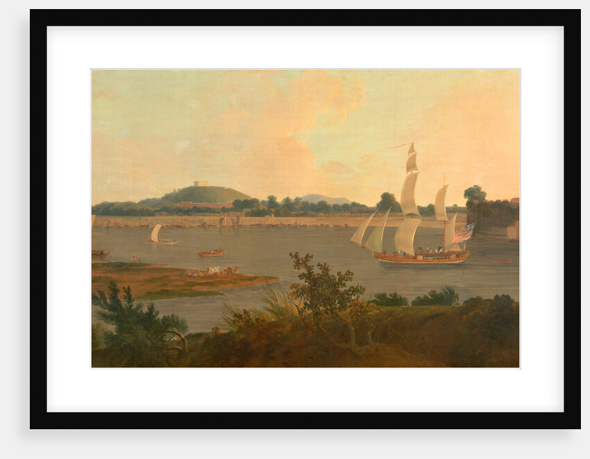 Pinnace sailing down the Ganges past Monghyr Fort Ganges Landscape by Thomas Daniell