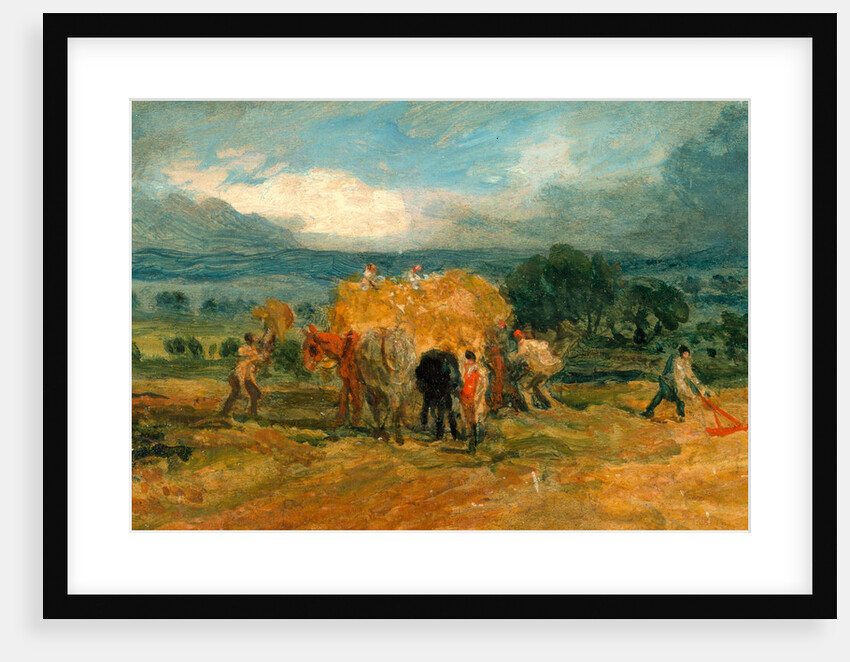 A Harvest Scene with Workers Loading Hay on to a Farm Wagon by James Ward