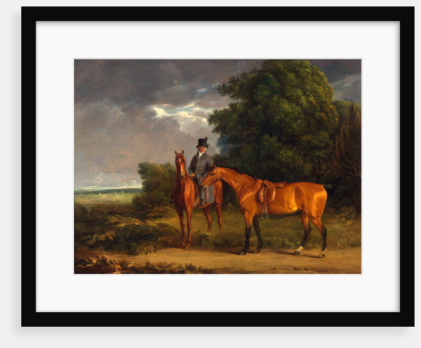 A Groom Mounted on a Chestnut Hunter, He Holds a Bay Hunter by the Reins by Jacques-Laurent Agasse