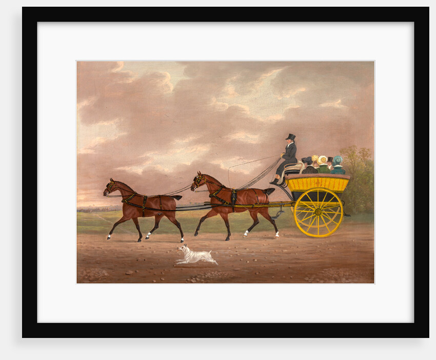 A Gentleman Driving Tandem to a Jaunting Car Going to Church by Edwin W. Cooper of Beccles