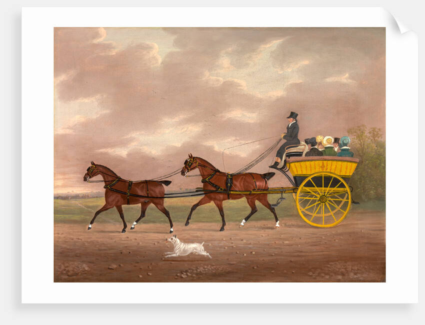 A Gentleman Driving Tandem to a Jaunting Car Going to Church by Edwin W. Cooper of Beccles