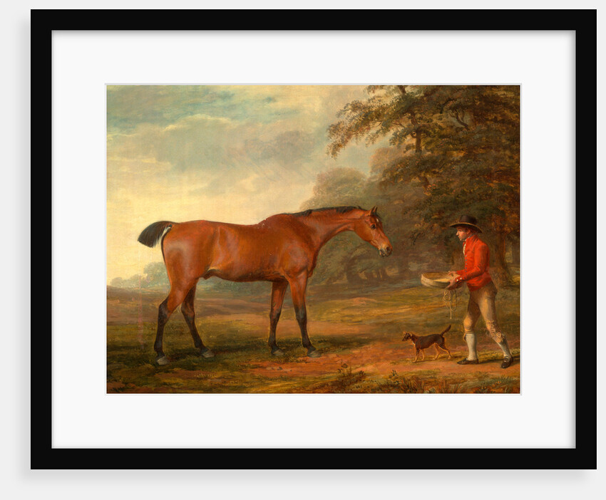 A Bay Horse Approached by a Stable-Lad with Food and a Halter by George Garrard