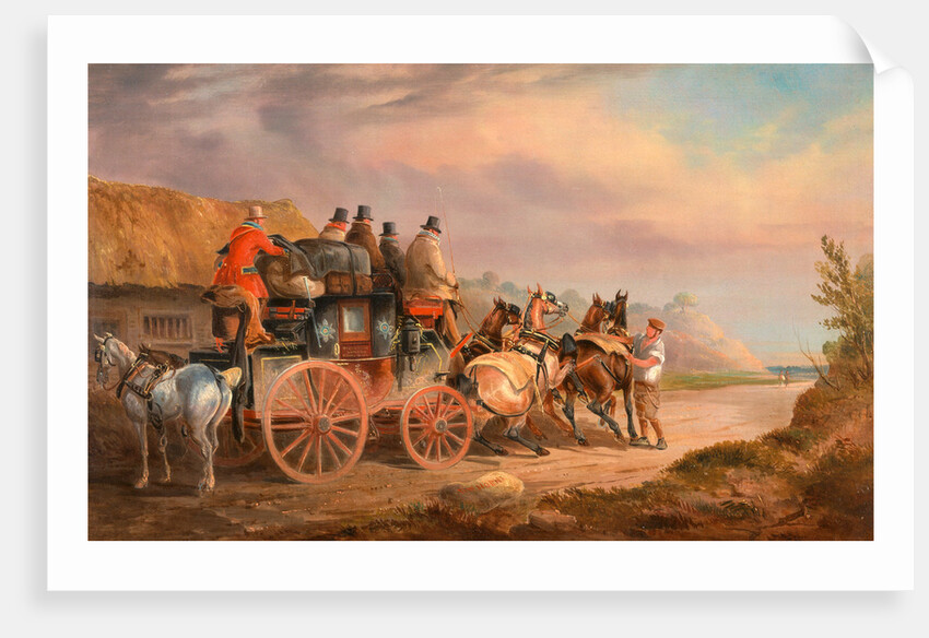 Mail Coaches on the Road: the `Quicksilver' Devonport-London Royal Mail about to Start with a new Team (The Devonshire to London Coach) by Charles Cooper Henderson