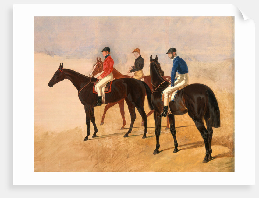 Steeplechase cracks: Allen McDonough on Brunette, Tom Oliver on Discount, and Jem Mason on Lottery by John Frederick Herring