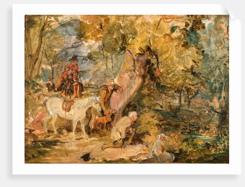 ?A Sketch for `Foresters Stalking Deer' Sketch of Deer-Stalking by a Water Hole by John Frederick Lewis