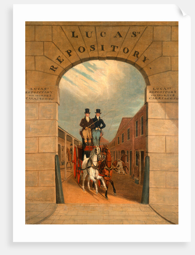 Schooling a Pair in a Brake at Lucas's Yard, Clerkenwell by James Pollard