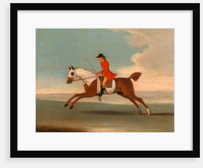 One of Four Portraits of Horses - a Chestnut Racehorse Exercised by a Trainer in a Red Coat by James Seymour