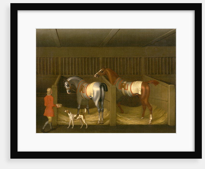 The Stables and Two Famous Running Horses belonging to His Grace, the Duke of Bolton Two Horses in a Stable with a Groom Two Horses and a Groom in a Stable by James Seymour