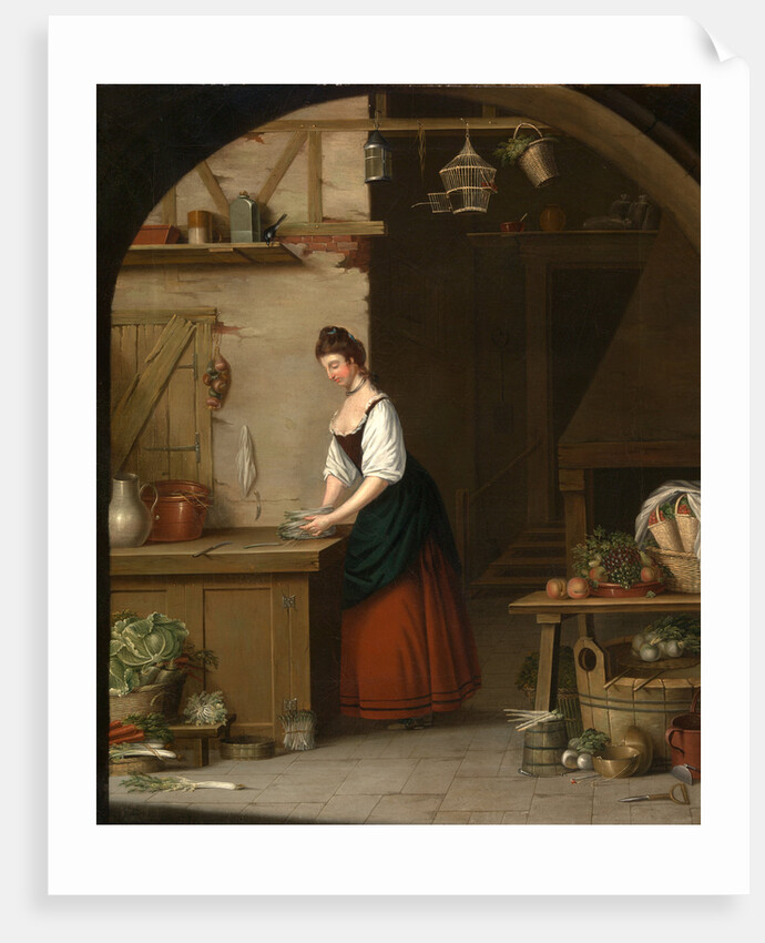 Girl Bundling Asparagus A girl bundling asparagus for market, John Atkinson by John Atkinson