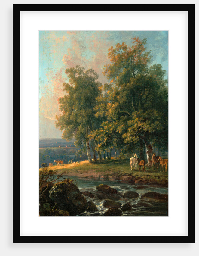 Horses and Cattle by a River by George Barret