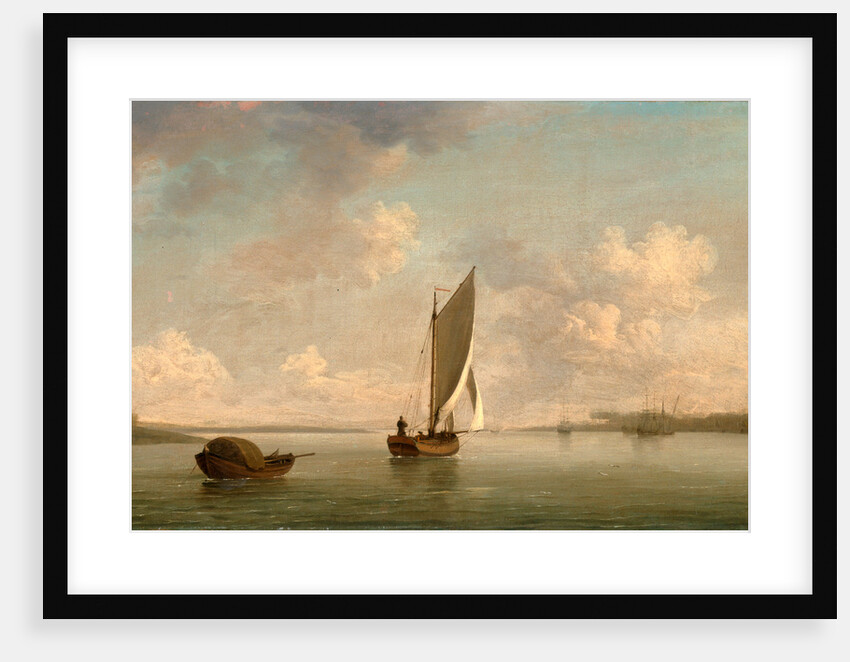 A Smack Under Sail in a Light Breeze in a River by Charles Brooking