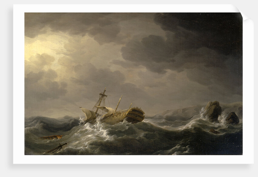Ship wrecked on a rocky coast by Charles Brooking