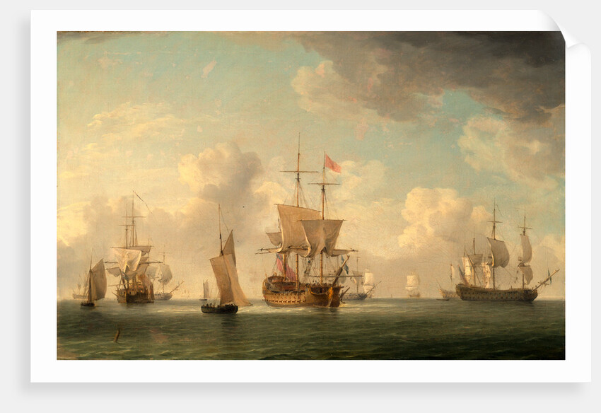 English Ships Under Sail in a Very Light Breeze by Charles Brooking