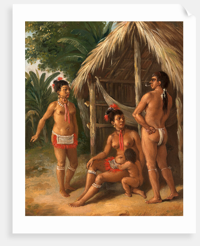A Leeward Islands Carib family outside a Hut by Agostino Brunias