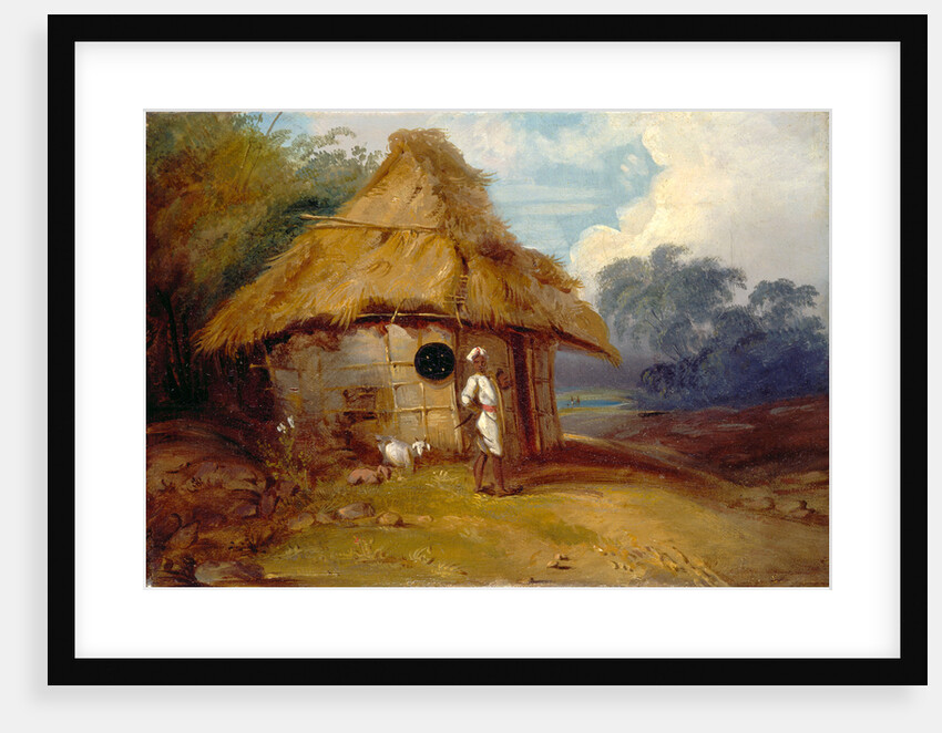 View in Southern India, with a Warrior Outside His Hut by George Chinnery