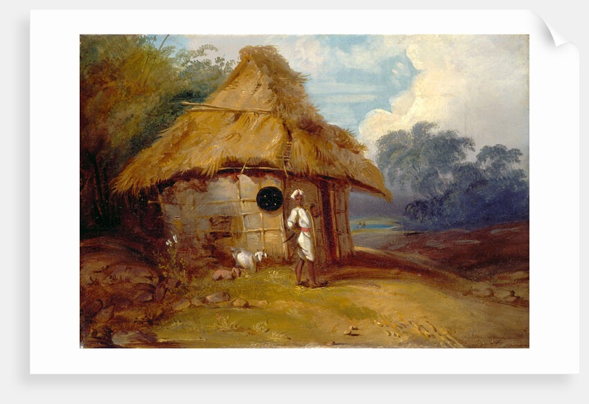 View in Southern India, with a Warrior Outside His Hut by George Chinnery