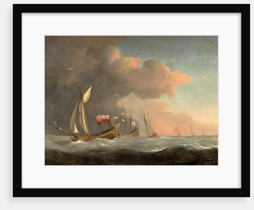 English Royal Yachts at Sea in a Strong Breeze, in Company with a Ship Flying the Royal Standard by Studio of William van de Velde the Younger