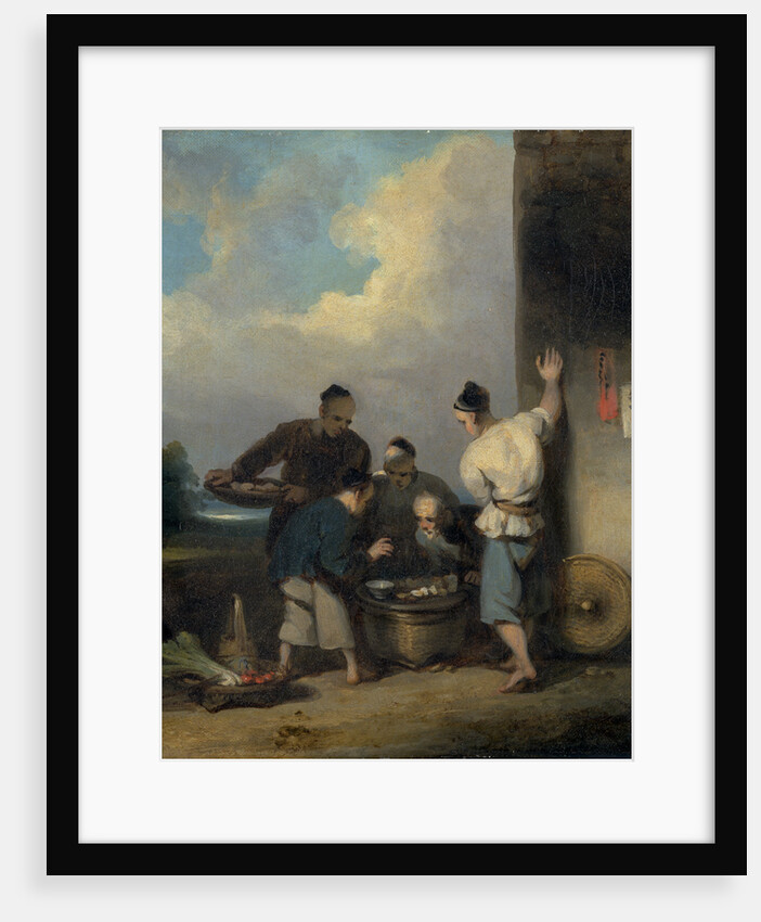 Coolies Round the Food Vendor's Stall by George Chinnery