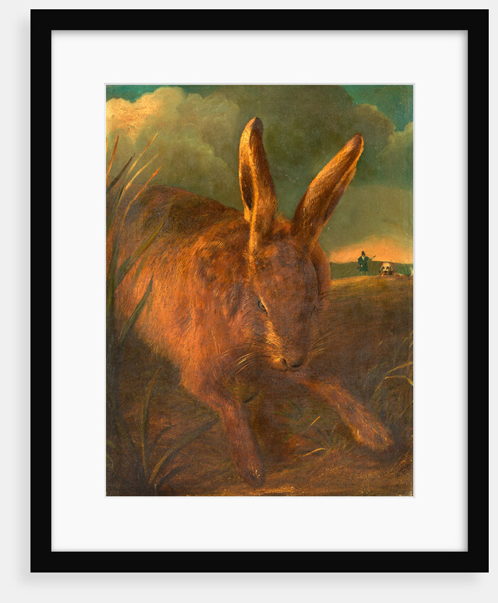 Hare Hunting A Rabbit with Hunter and Dog in the Background by Philip Reinagle