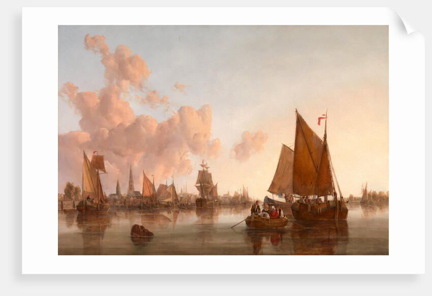 Sailing Boats and Barges on a Dutch(?) Estuary by John Berney Crome