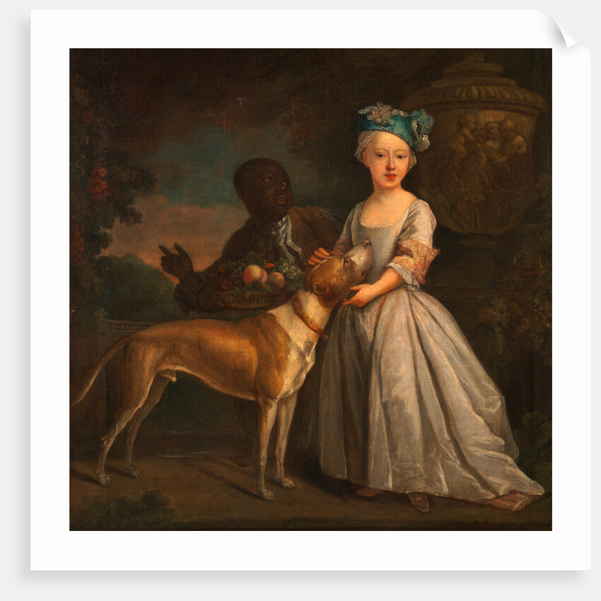 A Young Girl with a Dog and a Page by Bartholomew Dandridge