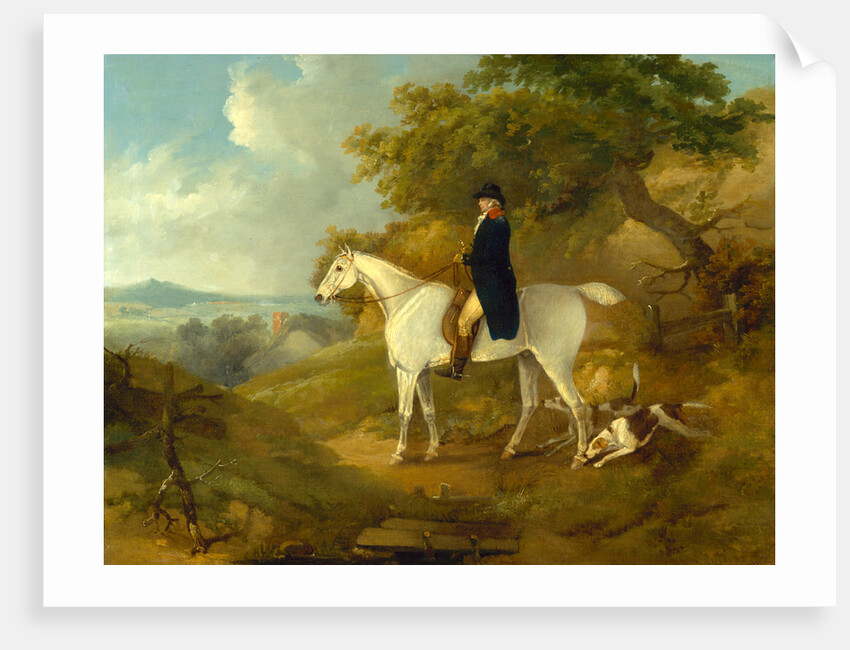 George Morland on his Hunter George Morland on a grey hunter, with a couple of foxhounds by Thomas Hand