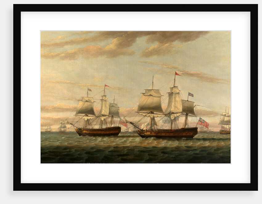 An Indiaman and a Two Decker by Thomas Luny