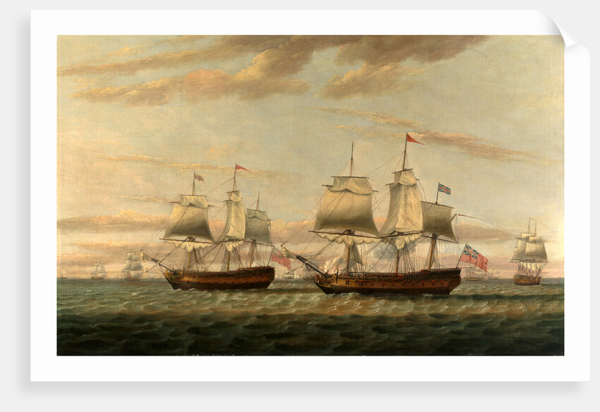 An Indiaman and a Two Decker by Thomas Luny