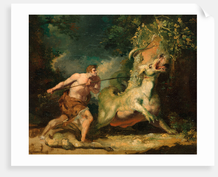 Man attacking a monster by John Hamilton Mortimer