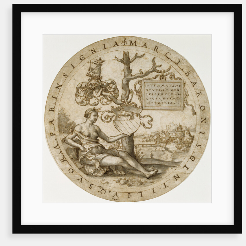 Study for a Stained Glass Window with the Coat of Arms of the Barons von Paar (recto), Study for a Sceptre with the Initials MB (verso) by Georg Pencz