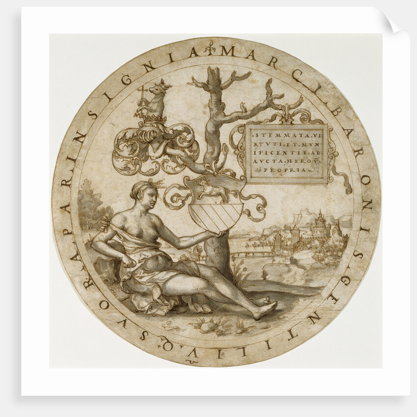 Study for a Stained Glass Window with the Coat of Arms of the Barons von Paar (recto), Study for a Sceptre with the Initials MB (verso) by Georg Pencz