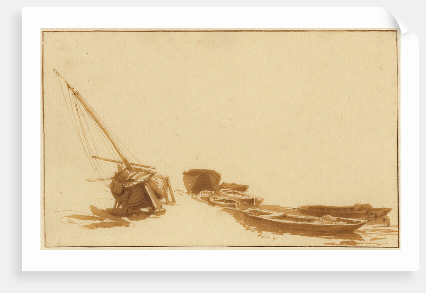 Boats on Shore and in Water by Jan de Bisschop