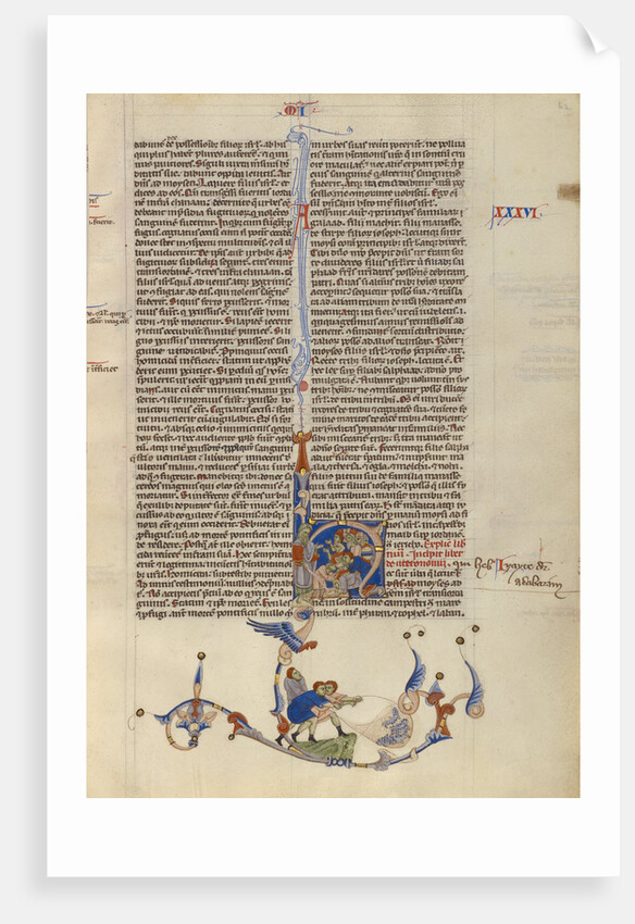 Initial H: Moses striking Water from the Rock and Israelites Drawing Water by Anonymous