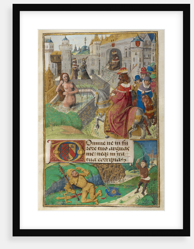 David and Bathsheba: David slaying Goliath by Master of Cardinal Bourbon